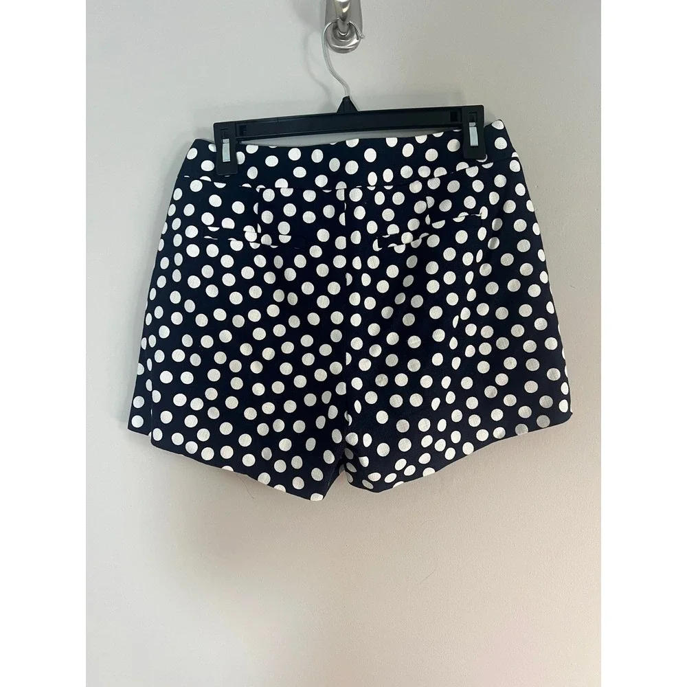 J.Crew Navy Blue White Polka Dot Pleated Cotton Shorts Size 4